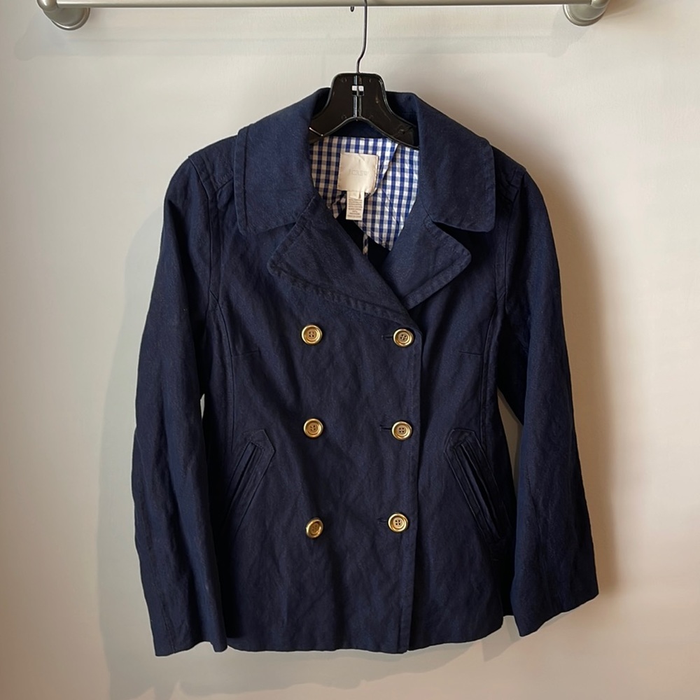 EUC J.Crew Denim Peacoat Jacket - Sz 6